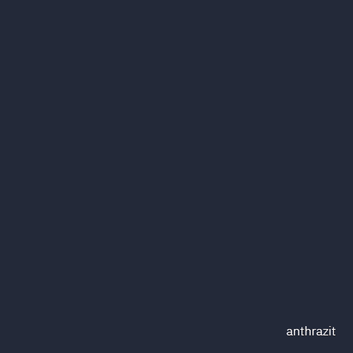 UZIN_SIL PRO 50_Color example_anthrazit_500x500px_2025-06 Effen vierkant in antracietkleur dat het beeld vult, vlak donkergrijs oppervlak zonder zichtbare structuur, minimalistische compositie met het kleine witte woord 'anthrazit' rechtsonder.